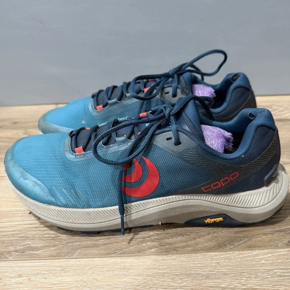 Topo Athletic MT-5 Trail Running Shoes Mens 10 Blue Teal Vibram Sole M-MT-5